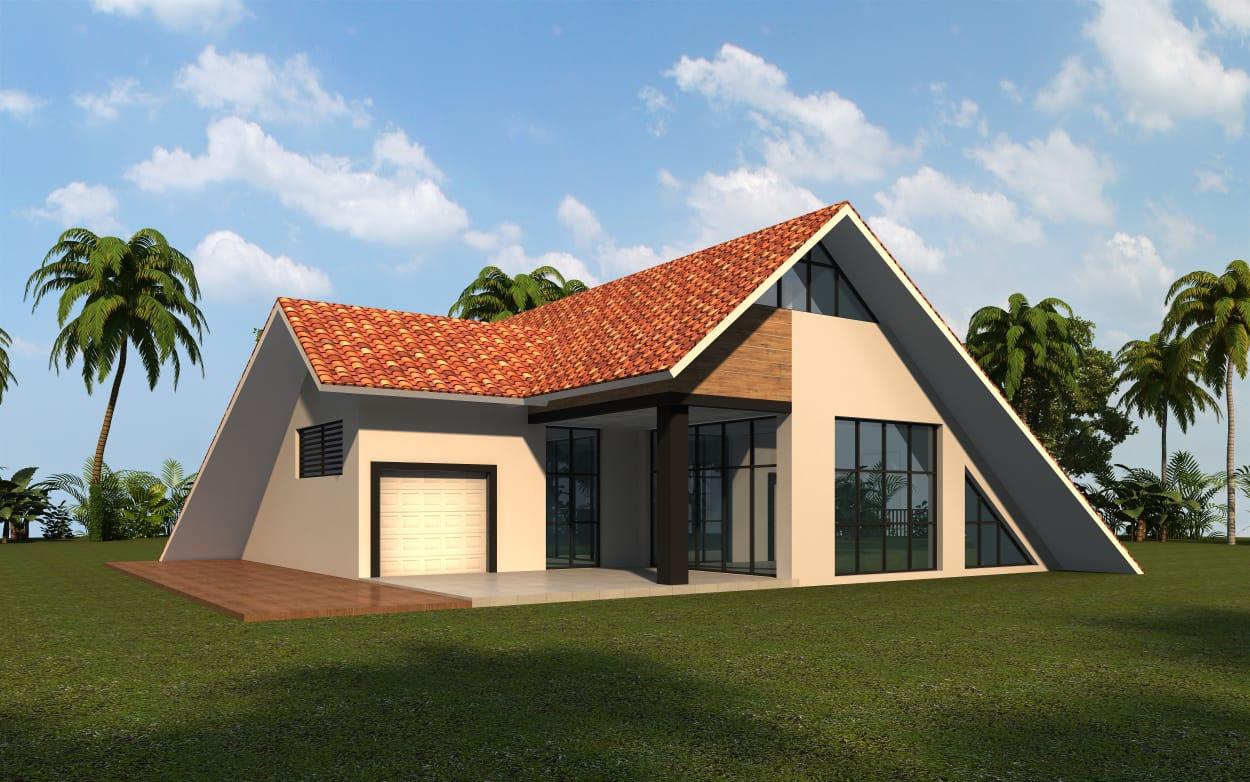 Modular home — tropical A-frame front view