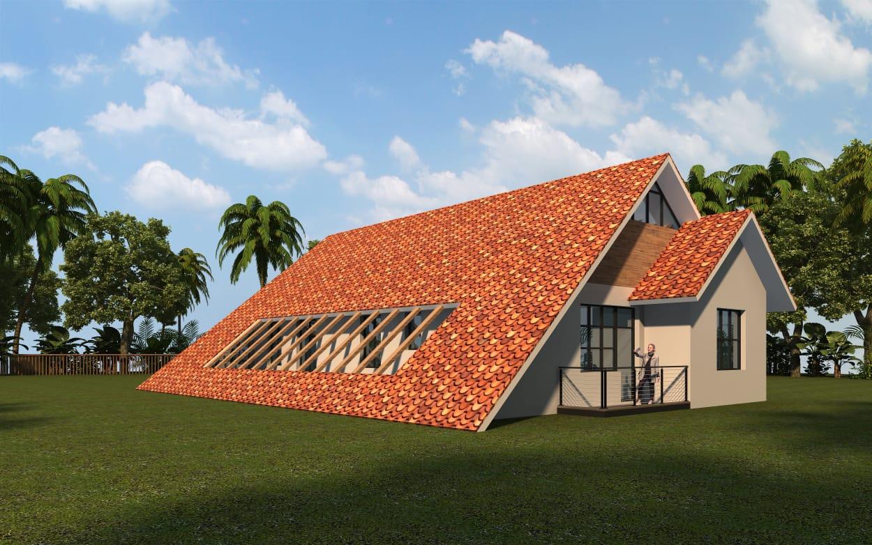 Modular home — tropical A-frame side view